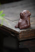Slowtee Handcrafted Purple Clay Chinese Kung Fu Tea Accessories Pet Small Lazy Dog, Zisha Tea Pet Meditative Dog Ornaments, Lazy Sleepy Puppy Scul...