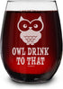 shop4ever Owl Drink To That Laser Engraved Stemless Wine Glass Owl Lover Glass...
