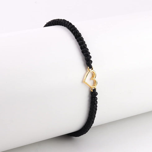 xuzhiyuan 2Pcs Love Heart Braided String Bracelets Cute Sweet Hollow Heart Matching Adjustable Bracelet Pink Black Red String Mother's Day Gifts f...