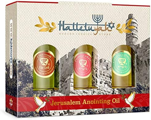 Anointing Oil from Israel - Set of 3 Anointing Oil from Jerusalem - Pomergranate, Cinnamon & Cedar of Lebanon Biblical Oils | Total Amount 1oz Ano...
