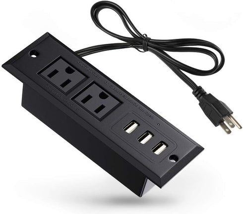 Conference Recessed Power Strip Socket with USB Ports,Table Power Strip,Desktop Charging Station with 2-Outlets and 3 USB Ports(Max 3.5A)...