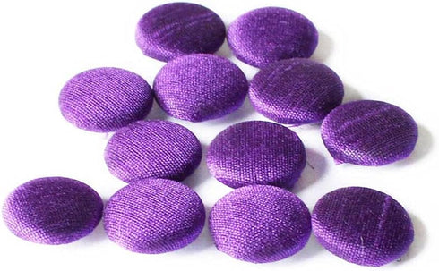 Round Handmade Buttons 12 Purple Button Dupion Fabric Covered for Sewing Scrapbooking Clothes Craft...