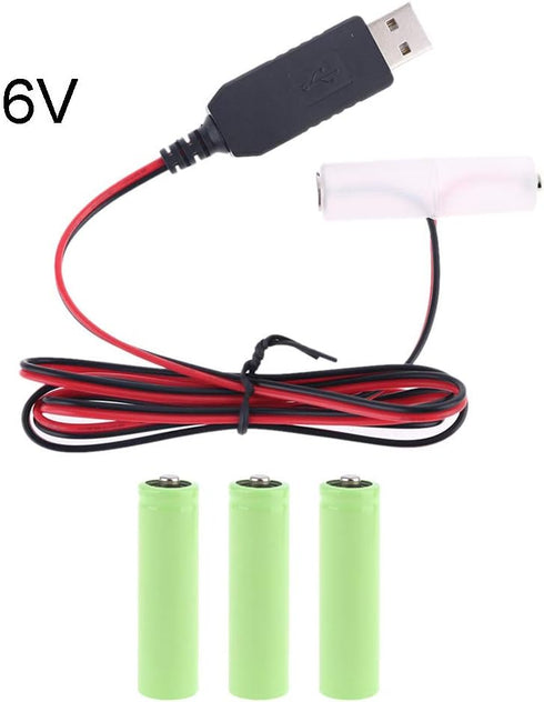 T-HOT AA Battery Eliminator Power Supply Adapter, 1m USB Power Supply Cable,1.5V - 6V, 4 Types for Choose, Replace 1 to 4pcs AA Battery...