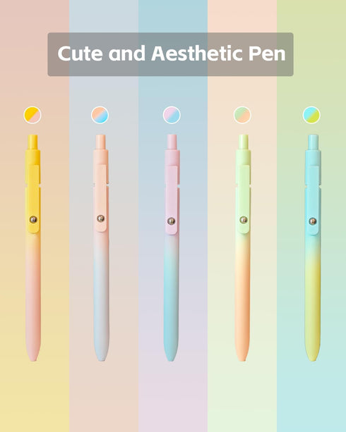 Gel Pens, 5 Pcs Retractable Gel Ink Pens, 0.7mm Fine Point Smooth Writing Pens,High-End Series for Journaling Note Taking, School Office Supplies ...