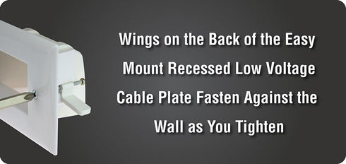 DATA COMM Electronics 45-0008-LA Easy Mount Recessed Low Voltage Cable Plate,Slim-Fit Design, Installs Behind TVs & AV Devices, Single Gang with D...