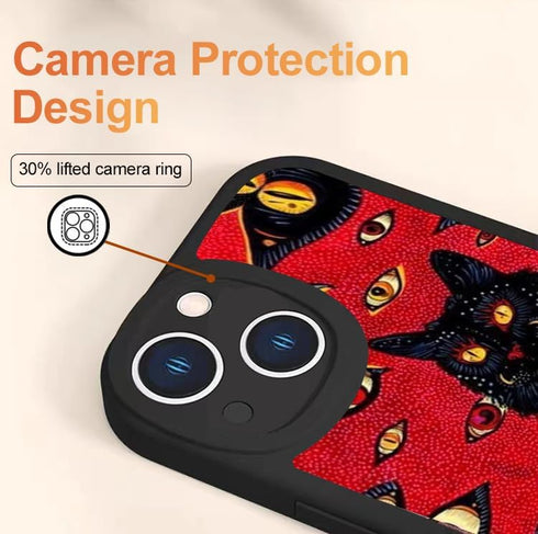 Black Cat Psychedelic Hippie Cat Phone Case for iPhone 15,Trippy Cute Cool Animal Cover for Teens Girls Women Men,Soft TPU Shockproof Full Protect...