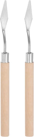 2pcs No.7 Palette Knives 10mm Width Stainless Steel Small Pointy Spatula Painting Pallet Knife with Wood Handle for Oil Acrylic Canvas Mixing Spre...