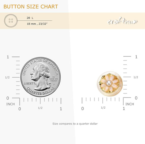 Clear Acrylic Cream Resin Flower Golden Metal Base Shank Buttons 20 Pcs - 18mm, 23/32"...