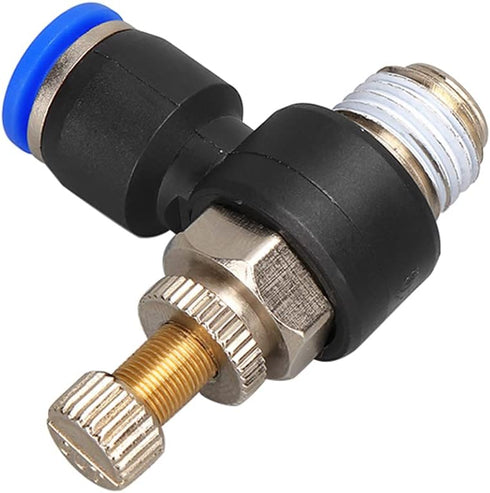 Pneumatic Push to Connect Air Flow Control Valve, 10mm Tube OD x 1/2" Male BSP Thread, Elbow 90 Degree Switch Valve Adapter Fitting (Pack of 5)...