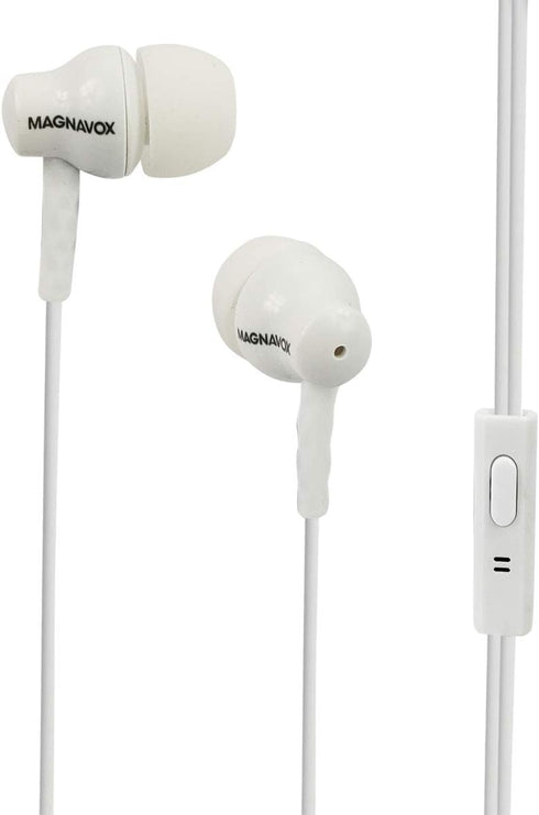 Magnavox MHP4851-WH Ear Buds with Microphone in White | Available in Pink, Black, & White | Ear Buds Wired with Microphone | Extra Value Comfort S...