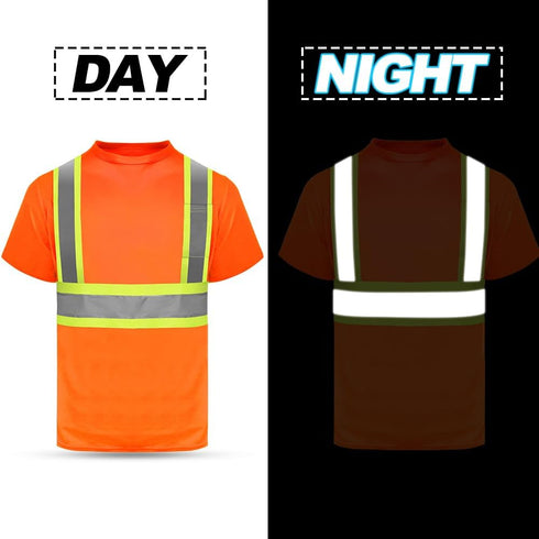 HYCOPROT High Vis Reflective T Shirt Short Sleeve Safety Mesh Quick Dry Shirts (Orange-ms, Small)...