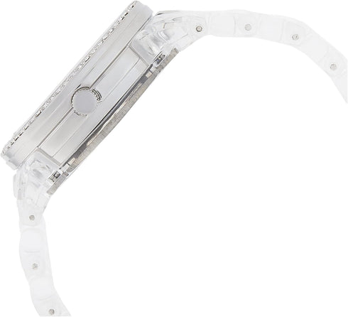 XOXO Women's Fashion Watch with Crystal Bezel Accents and Clear Resin Bracelet, Faux Chronograph Design, Quartz Movement, 38mm Case, Fits Wrists 5...