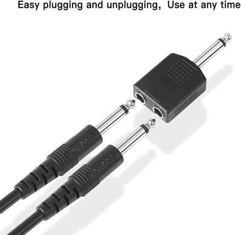 Jelanry 1/4" 6.35mm Stereo Plug Male to Dual 1/4" 6.35mm Jack Female Splitter Adapter, Dual 6.5mm Jack Adapter Audio Y Cable Splitter for Guitar, ...