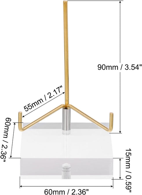 PATIKIL 2.4" x 2.4" x 1" Acrylic Display Stands, Display Easel Holder Brass Arm Crystal Display Stand for Mineral Gemstone, Clear...