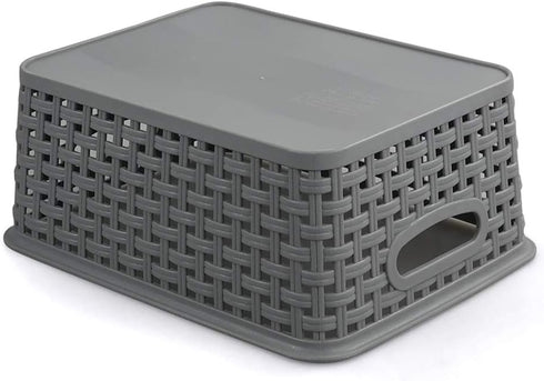 Teyyvn Plastic Storage Basket, 10.03" x 7.59" x 4.09", Pack of 6, Gray...