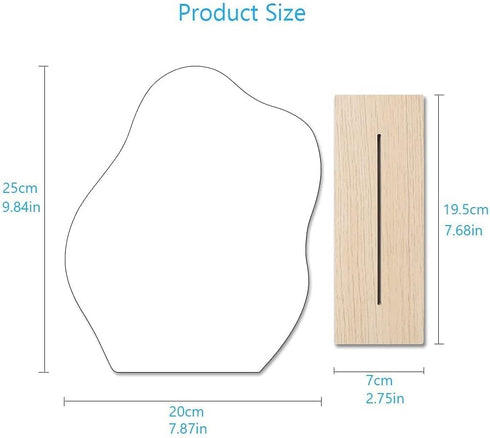 Irregular Aesthetic Vanity Mirror Frameless, Decorative Desk Tabletop Acrylic Mirrors with Wooden Stand for Living Room, Bedroom, Office and Minim...