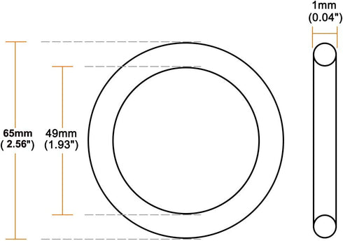 uxcell Air Compressor Compression Piston Ring Replacement Part 65mm OD 49mm ID 1mm Thickness, Yellow...
