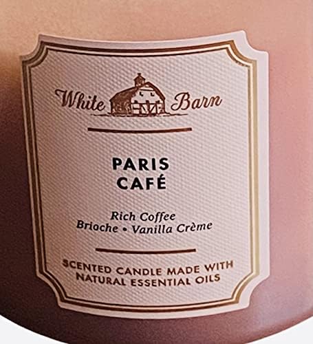 Bath & Body Works Paris Cafe White Barn Glass Scented 3 Wick Candle with Lid - Single...