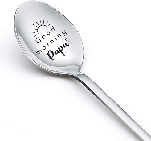 Gift Spoon for Papa from Grandkids Grandchildren Fun Good Morning Papa Spoons for Grandpa Papa Coffee Lover Gifts for Grandfather Granddaddy Fathe...