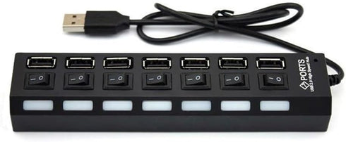 7-Port USB Hub with ON/Off Switch, Black...