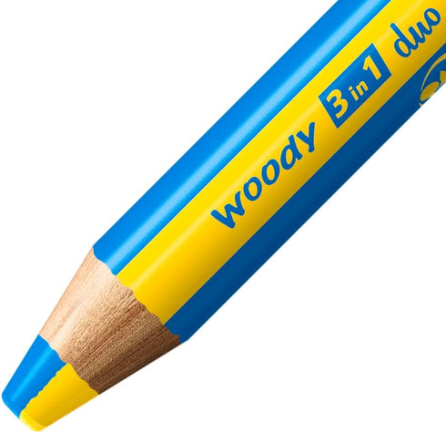 STABILO Multi-Talented Pencil woody 3 in 1 duo - Pack of 5 - Assorted Colors with Sharpener...