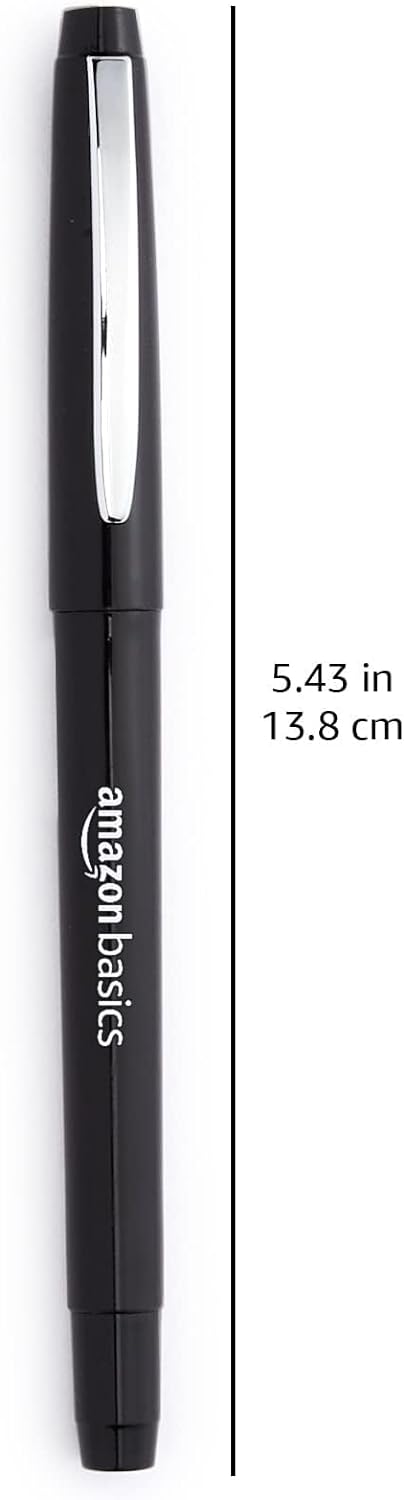 Amazon Basics Felt Tip Marker Pens - Medium Point, Black, 24-Pack...