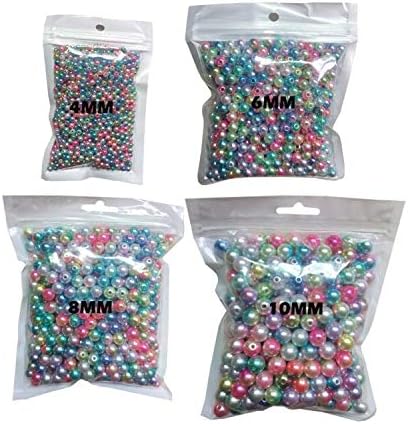 ABS Colorful Acrylic Round Beads Imitation Faux Pearls String NO Hole 4-10MM Mixed Color for Craft DIY Jewelry Making (6MM Mix Color(About 900pcs)...