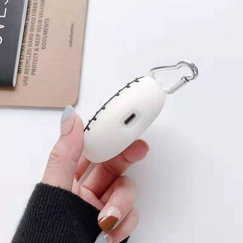 ZOSTLAND 2Pcs White Wireless EarphonCase,horrific Keychain Thick Soft Portable Ring Silicone Shockproof Protective Cover Box Compatible with Apple...