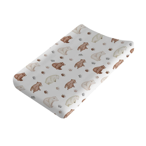 Cute Woodland Bear and Paws Changing Pad Cover Cartoon Bear Changing Table Cover for Baby Boys Girls Ultra Soft Breathable Stretchy Snug Fitted Ba...