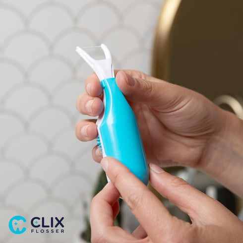 Automatic Dental Flosser | Reusable and Refillable | Pre-Loaded Floss Inside | Travel Cover | Easy Click-to-Use Solution for Plaque Removal, Clean...