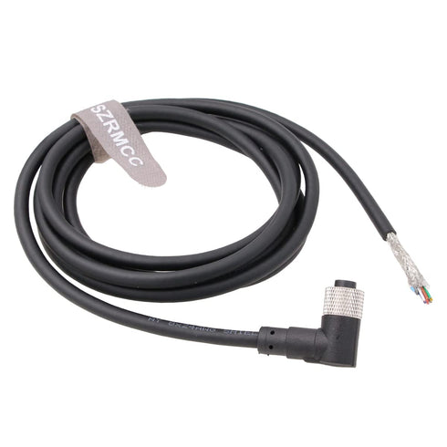M12 A Code Right Angle 8 pin Female to Open Shielded Industrial Aviation Sensor Cable for Automation Control I/O Fieldbus Module Device Network (R...