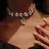 Rhinestone Choker Necklace Large Crystal Pendant Necklaces Silver Diamond Neck Chain Party Prom Pageants Fashion Chokers Jewelry for Women...