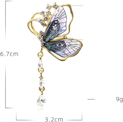 Fashion Butterfly Brooches Tassel Rhinestone Gradient Crystal Butterfly Pins Brooch Insect Lapel Pin Shirt Brooch Artist Jewelry...