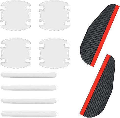 10 pcs Car Door Handle Protector and Mirror Rain Visor Guard, BOSOIRSOU Silicone Auto Transparent Paint Scratch Protective Film Cover Side Sticker...