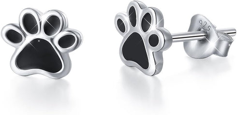 S925 Sterling Silver Puppy Dog Cat Pet Paw Print Stud Earrings...
