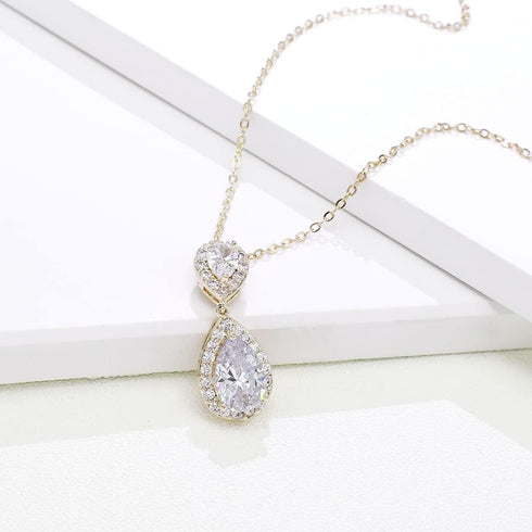 UDYLGOON UDORA Teardrop Cubic Zirconia Drop Earrings Necklace Bridal Jewelry Sets Wedding Prom Gifts For Bridesmaid...