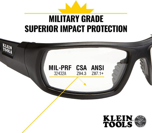 Klein Tools 60163 Safety Glasses, Professional PPE Protective Eyewear with Full Frame, Scratch Resistant and Anti-Fog, Clear Lens...