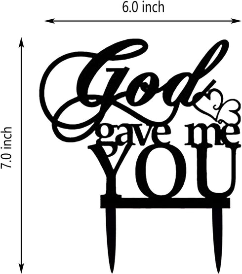 God Gave Me You Wedding Cake Topper party decoration (Black)...