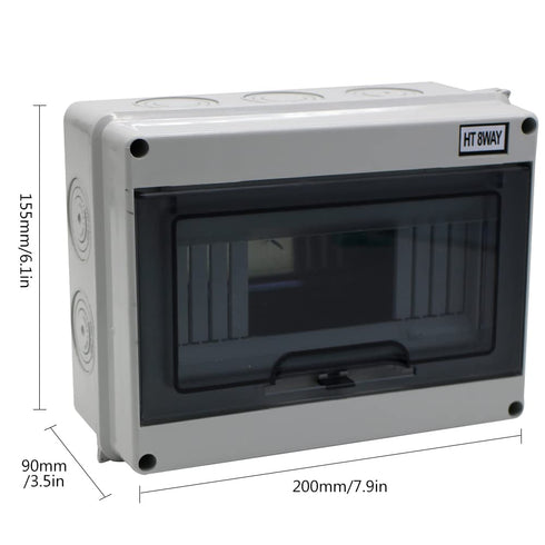 Distribution Protection Box with DIN Rail IP65 ABS Transparent Clear Cover Power mcb Distribution Box for Circuit Breaker Indoor on The Wall 8 Way...