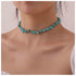 Boho Turquoise Bead Choker Necklace Short Irregular Turquoise Necklace Blue Gemstone Beaded Necklace Natural Stone Necklace Chain Jewelry for Wome...