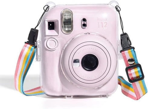 Case For Fujifilm Instax Mini 12 - Clear Hard PVC Protective and Portable Camera Cover with Detachable Adjustable Shoulder Strap...