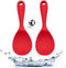 Silicone Rice Paddle Spoon 2PCS, Non Stick Heat Resistant Kitchen Works for Rice,Mashed Potato. (Casual Red)...