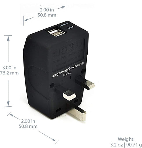 Ceptics UK Travel Adapter Plug with USB , Dual USB with 2 Inputs - Perfect for Traveling to England, Hong Kong, Uae, Dubai (Type G)...