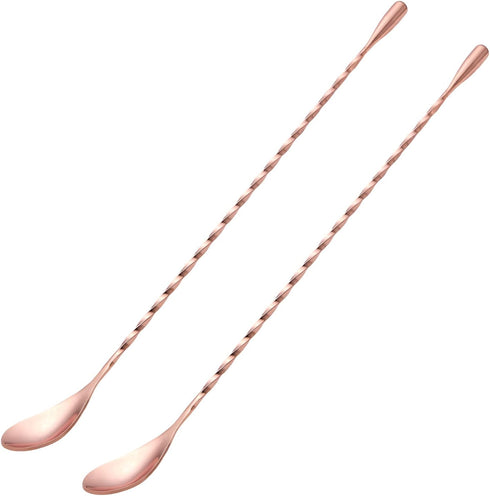 2 Pcs 12 Inches Bar Spoon, Long Handle Mixing Stirrers for Drink, Briout Stainless Steel Bar Cocktail Shaker Spoon, Rose Gold...