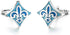 Blue Fleur de lis cufflinks Shield Shape Blue cuff links for men...