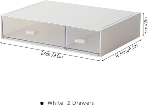 Desk Organizer-Stackable Storage Drawers, Desk Drawer Organizer Perfect For Collection Small Item/Cosmetic Office Supplies - 2 drawers (White)...