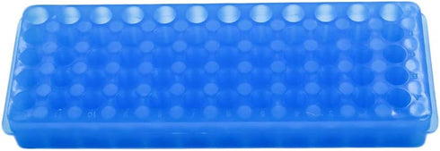 2Pcs PCR Tube Rack, Double Panel Microcentrifuge Test Tube Rack Holder for 0.5ml 1.5ml 2ml Test Tube, 60-Well, Blue...