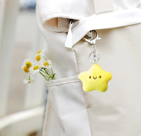 ZORZA 2Pcs Cute Plush Star Keychain Kawaii Star Pendant Keyring with Squeaky Sound Charming Plush Keyring for Backpacks Handbags Purses Fashionabl...
