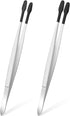 2 Pieces Rubber Tipped Tweezers Silicone Coated Soft Tweezers Rubber Tip Non Marring Flat Tip Forceps Lab Industrial Hobby Craft Tweezers Tools fo...