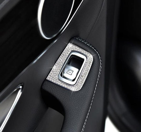Compatible with 2015-2021 Mercedes Benz C300 W205 GLC300 Bling Accessories Window Glass Lift Switch Button Rhinestone Decals...